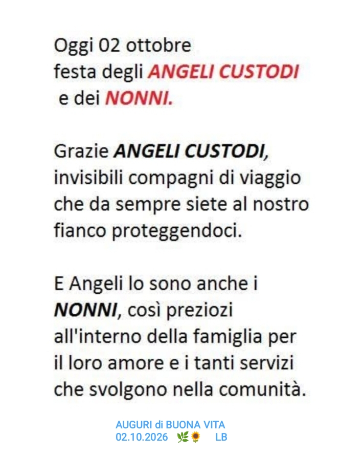 FESTA degli ANGELI CUSTODI e dei NONNI.